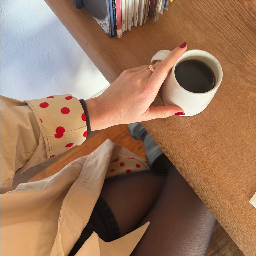 Lisa Says Gah Beige Blouse with Red Dots - Picture 3 of 3